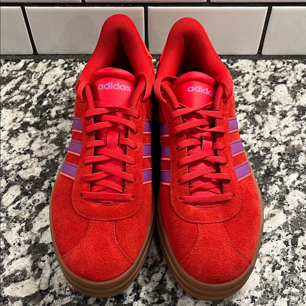 Adidas Women’s Red and Purple Sneakers